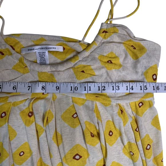 Diane Von Furstenberg Women's Sz Large Sunrise Linen Silk Top Floral Cottage - Picture 3 of 4